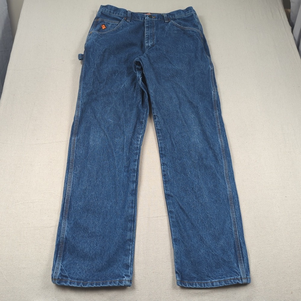 Wrangler Jeans Mens 36x34 Blue FR Flame Resistant Workwear Riggs Carpenter